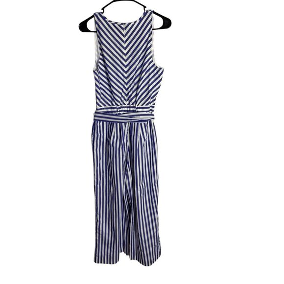 J Crew V-neck Jumpsuit in Striped Cotton Poplin - Picture 6 of 6